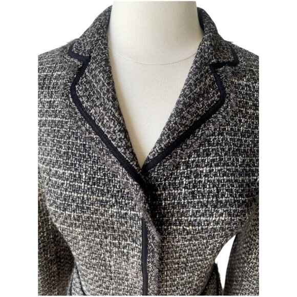 Bergdorf Goodman Grey Brown Silk Lined Wool Tweed High-end Blazer Size S - Picture 5 of 16